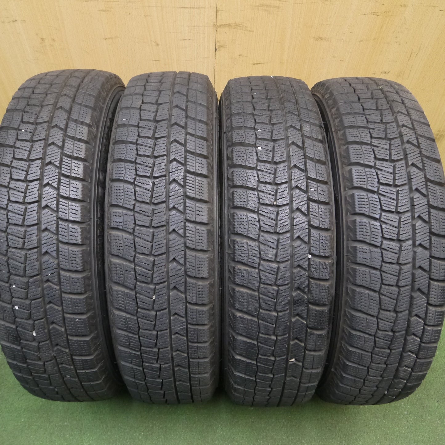 *送料無料*バリ溝！21年！キレイ！ほぼ10分★スタッドレス 155/65R14 ダンロップ ウインターマックス WM02 Exsteer エクスター 14インチ PCD100/4H★3111301Hス