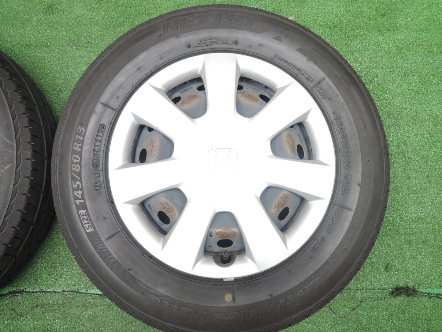 [送料無料]バリ溝！19年！ほぼ10分★ホンダ N-BOX 純正 スチール 145/80R13 ブリヂストン ネクストリー エコピア 13インチ PCD100/4H★3110301HAノ