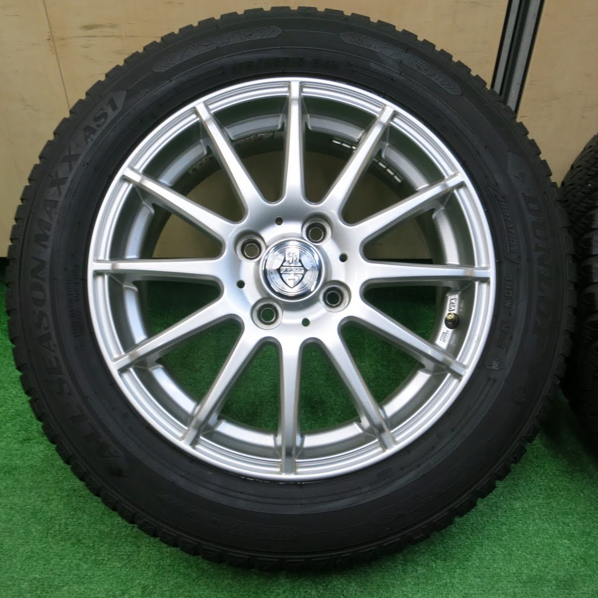 [送料無料]バリ溝！21年！キレイ！9.5分★175/65R15 ダンロップ ALL SEASON MAXX AS1 JOKER weds ジョーカー 15インチ PCD100/4H★3111807イオ