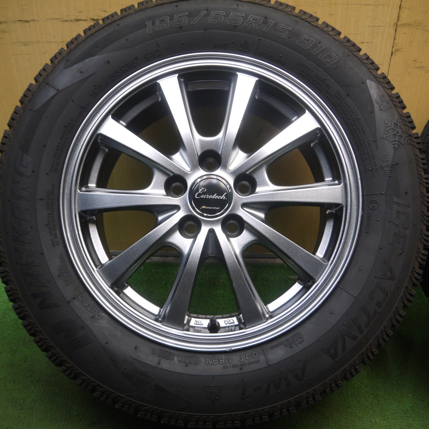 *送料無料* バリ溝！21年！キレイ！9.5分★スタッドレス 195/65R15 ナンカン アイスアクティバ AW-1 Eurotech MANARAY SPORT PCD100/5H★4031306Hス