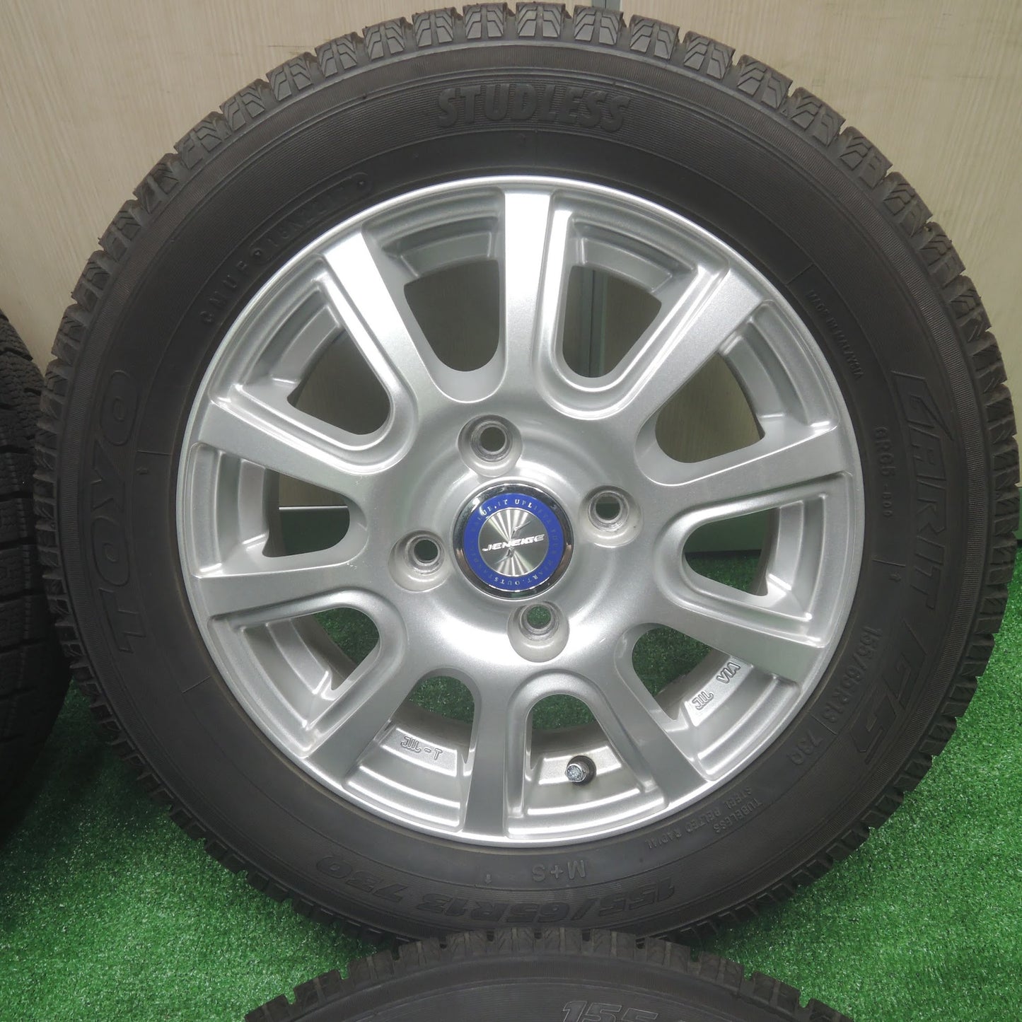 [送料無料]バリ溝！キレイ！9.5分以上★スタッドレス 155/65R13 トーヨー ガリット G5 JENEIGE 社外 アルミ 13インチ PCD100/4H★3083001SYス