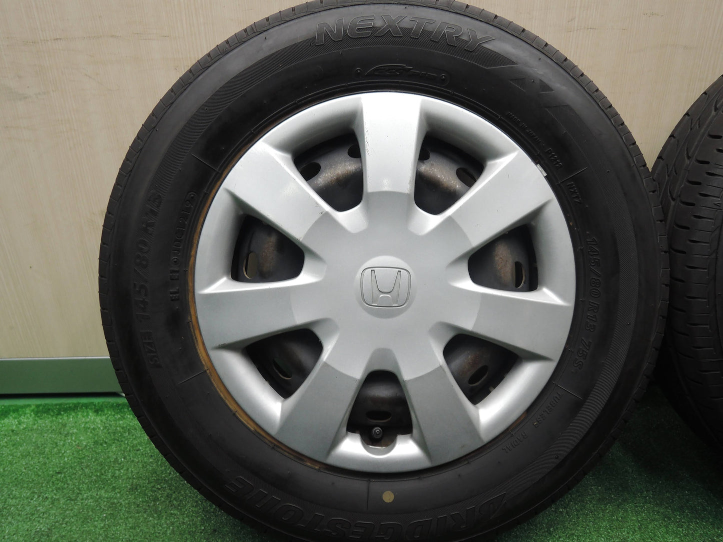 [送料無料]バリ溝！19年！ほぼ10分★ホンダ N-BOX 純正 スチール 145/80R13 ブリヂストン ネクストリー エコピア 13インチ PCD100/4H★3110301HAノ
