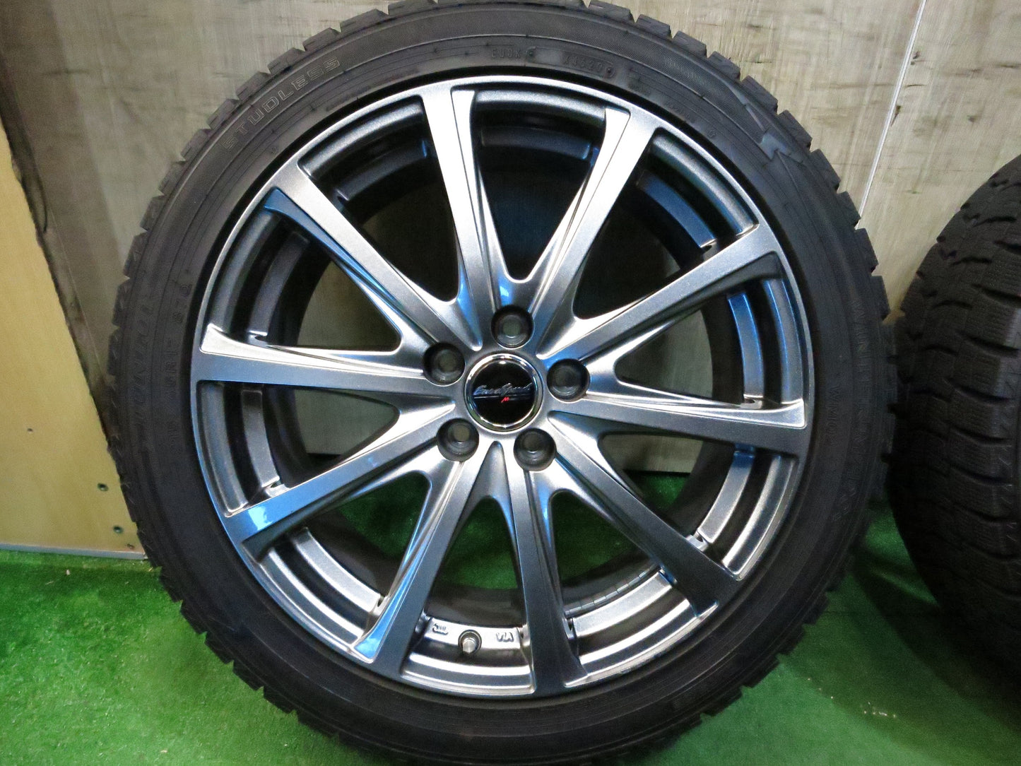 [送料無料]バリ溝！20年！綺麗！9.5分★スタッドレス 215/45R17 ダンロップ ウインターマックス WM02 EuroSpeed MANARAY SPORT マナレイ PCD100/5H★3011104Hス