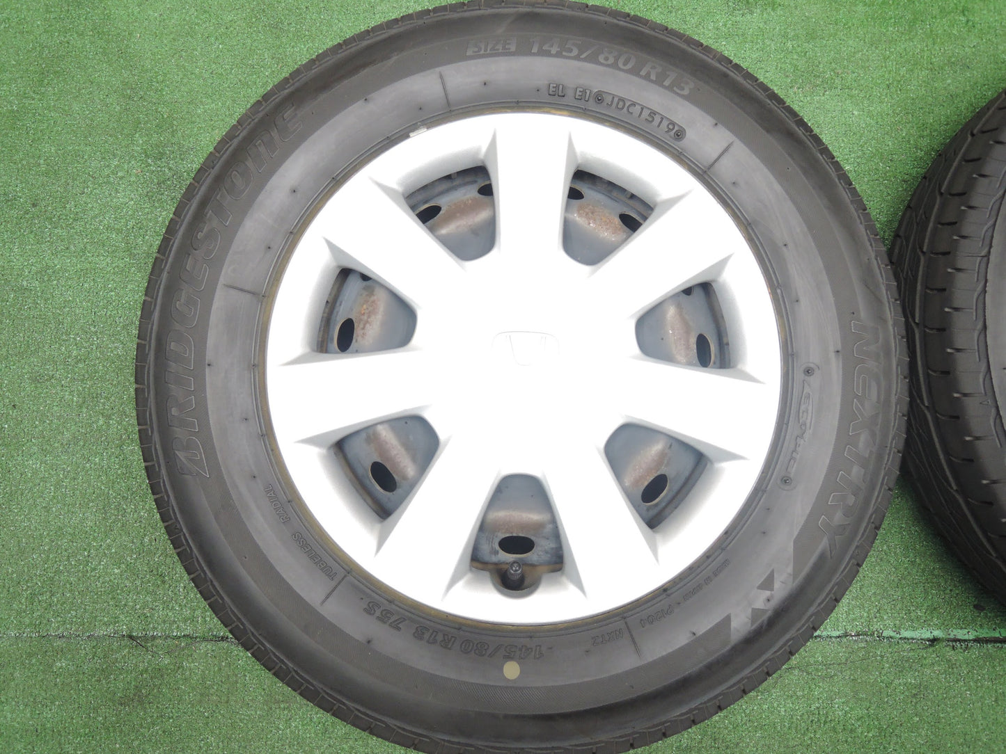 [送料無料]バリ溝！19年！ほぼ10分★ホンダ N-BOX 純正 スチール 145/80R13 ブリヂストン ネクストリー エコピア 13インチ PCD100/4H★3110301HAノ