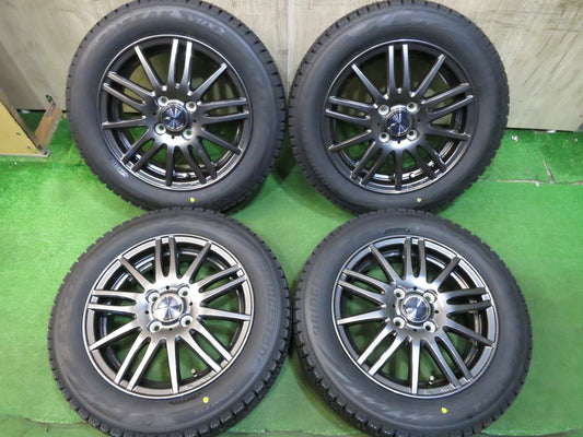 [送料無料]未使用！22年★スタッドレス 155/65R14 ブリヂストン ブリザック VRX2 ZAMIK TITO 社外 アルミ 14インチ PCD100/4H★2122106Hス