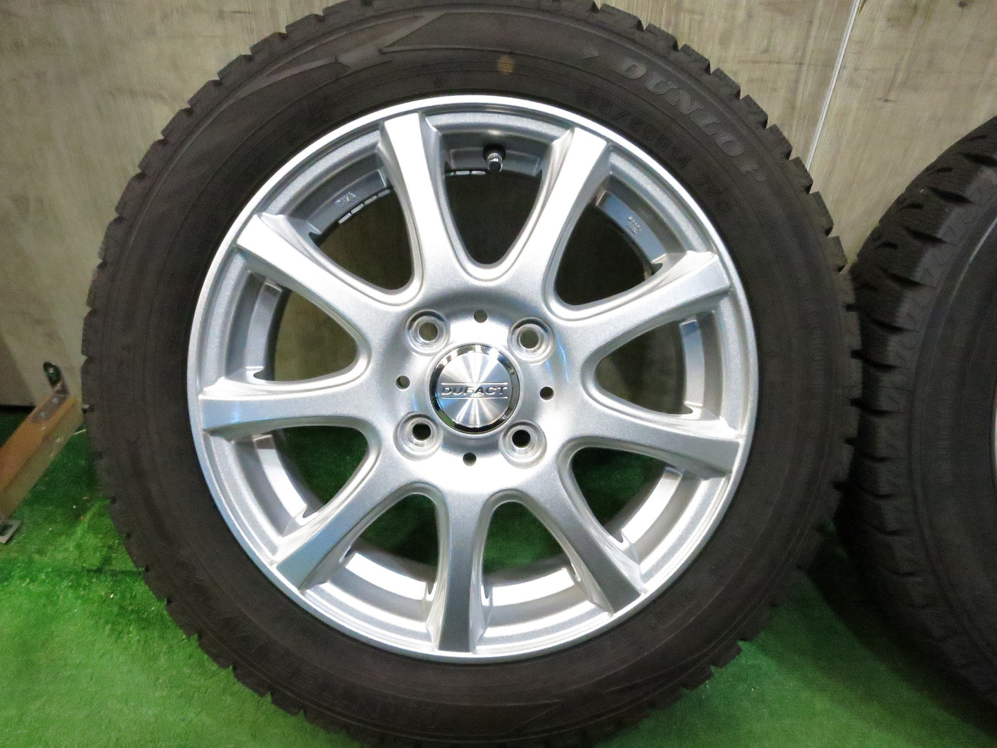 [送料無料]バリ溝！20年！キレイ！ほぼ10分★スタッドレス 155/65R14 ダンロップ ウインターマックス WM02 DUFACT デュファクト 14インチ PCD100/4H★3011606Hス