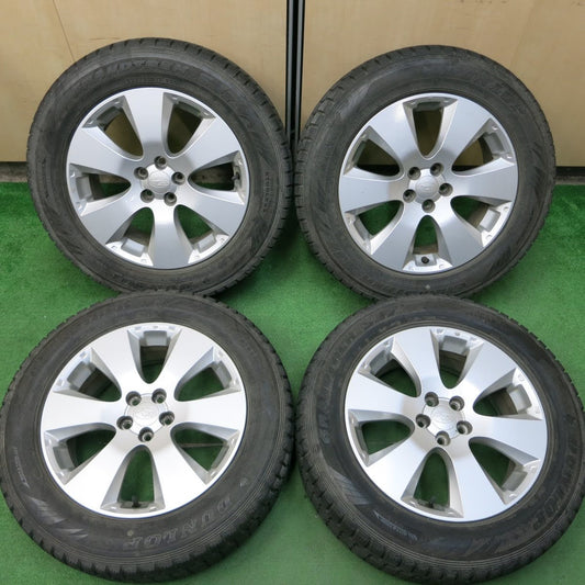[送料無料]バリ溝！9.5分★スバル レガシィ アウトバック 純正 225/60R17 スタッドレス ダンロップ グラントレック SJ7 17インチ PCD100/5H★3062601イス