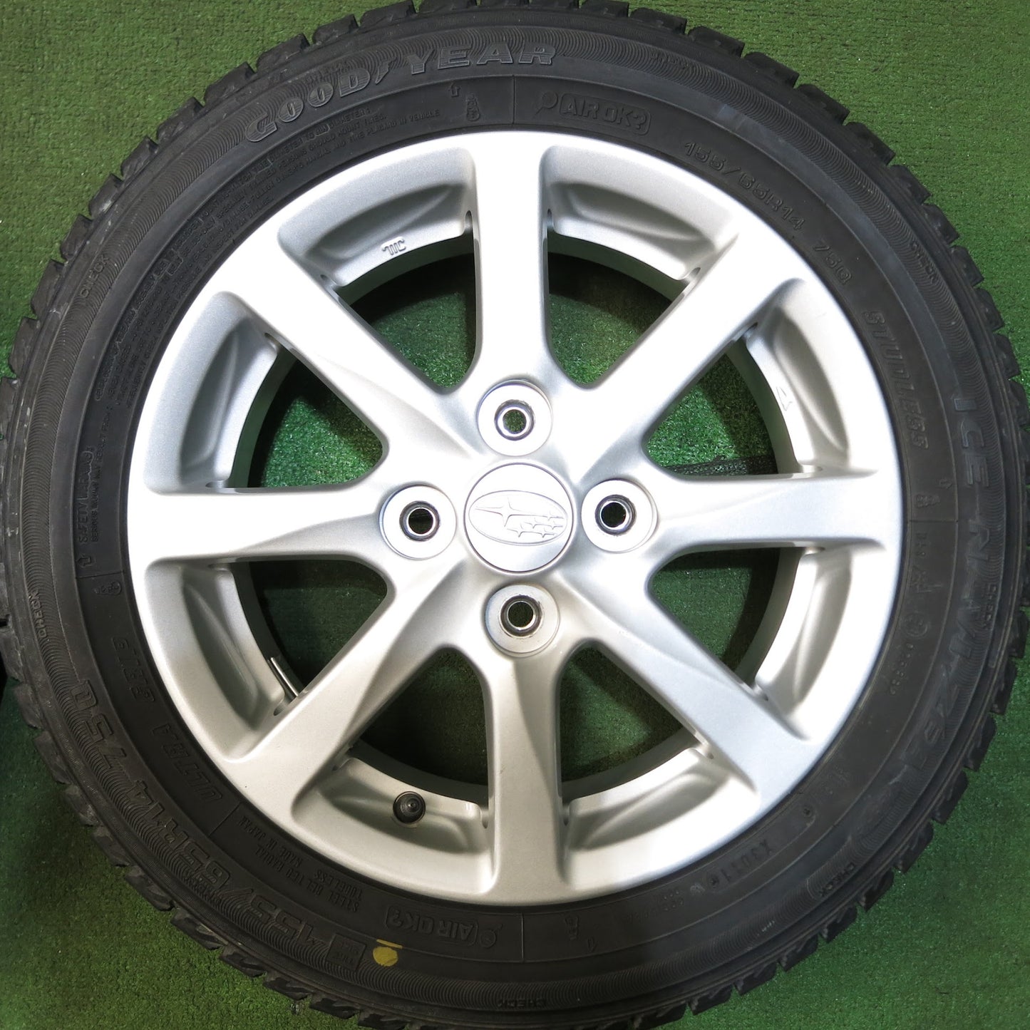 [送料無料]4本価格★スバル タント ムーブ 等 純正 155/65R14 スタッドレス グッドイヤー アイスナビ ZEA 14インチ PCD100/4H★3052313Hス