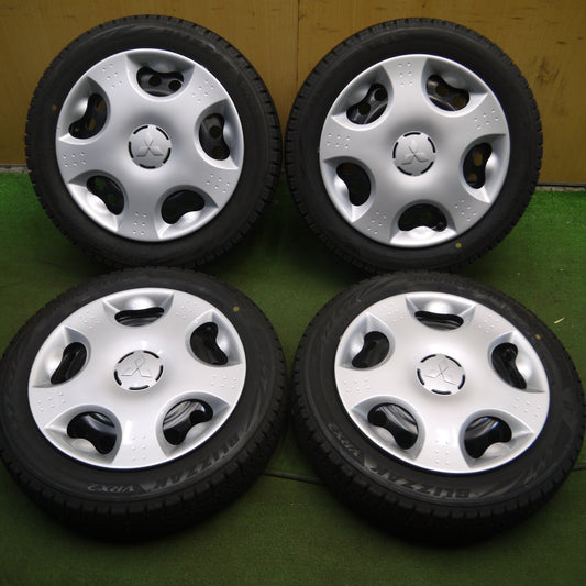 *送料無料* バリ溝!キレイ!9.5分★三菱 アイ ミーブ 純正 スチール 145/65R15 175/55R15 スタッドレス ブリヂストン ブリザック VRX2 PCD100/4H★4020202Hス