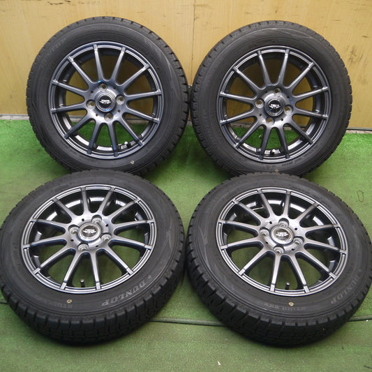 *送料無料*バリ溝!21年!キレイ!9.5分★スタッドレス 155/65R14 ダンロップ ウインターマックス WM02 TEAD テッド 14インチ PCD100/4H★3122504Hス