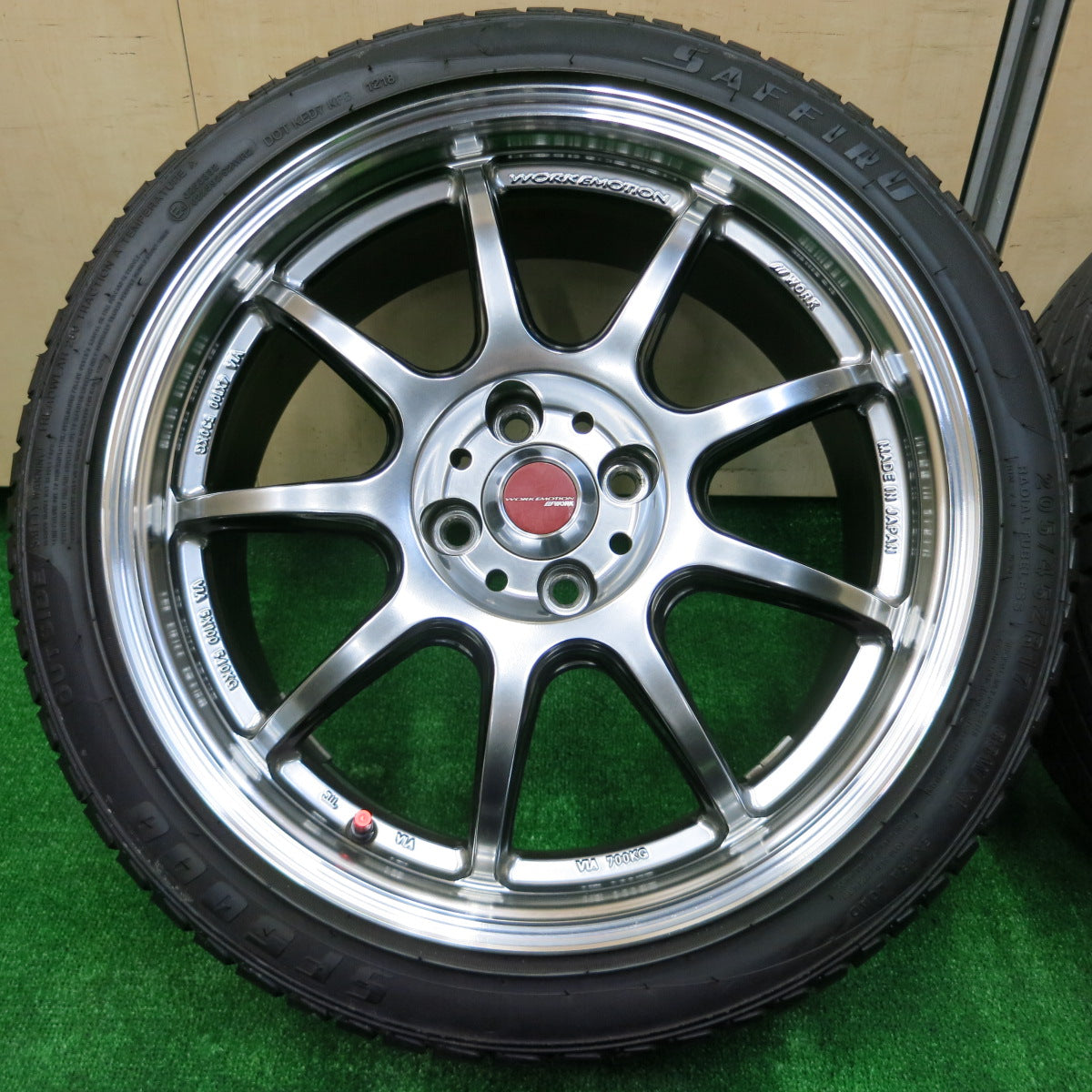 *送料無料*バリ溝！キレイ！8.5分★WORK EMOTION D9R 205/45R17 サフィーロ SF5000 ワーク エモーション PCD100/4H★3110104イノ