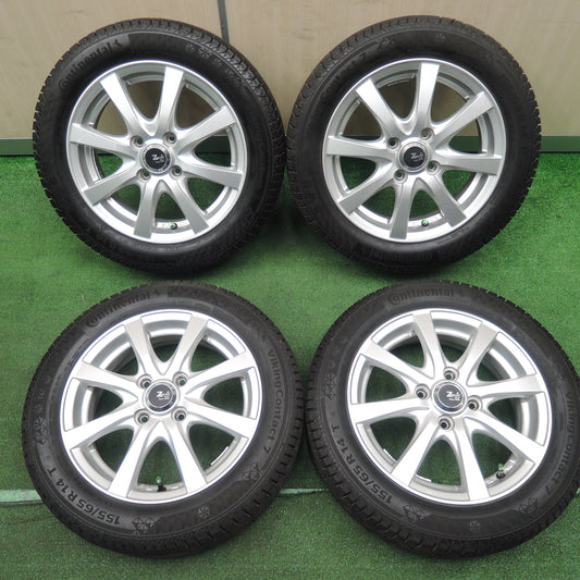 *送料無料*バリ溝！22年！キレイ！9.5分★スタッドレス 155/65R14 コンチネンタル バイキング コンタクト7 Zmeist VS-8 14インチ PCD100/4H★3112708TNス