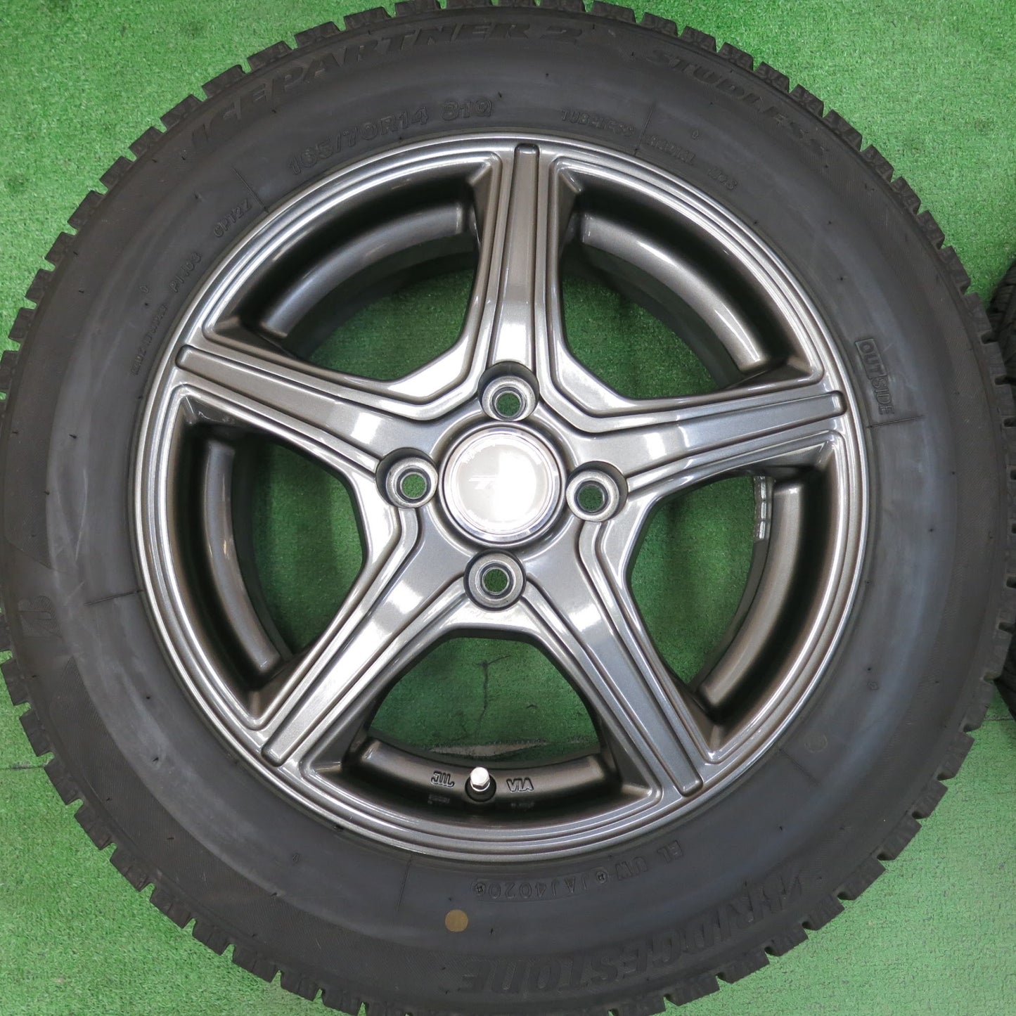 [送料無料]バリ溝！20年！キレイ！9分★スタッドレス 165/70R14 ブリヂストン アイスパートナー2 TOPRUN トップラン 14インチ PCD100/4H★3052006ヒス