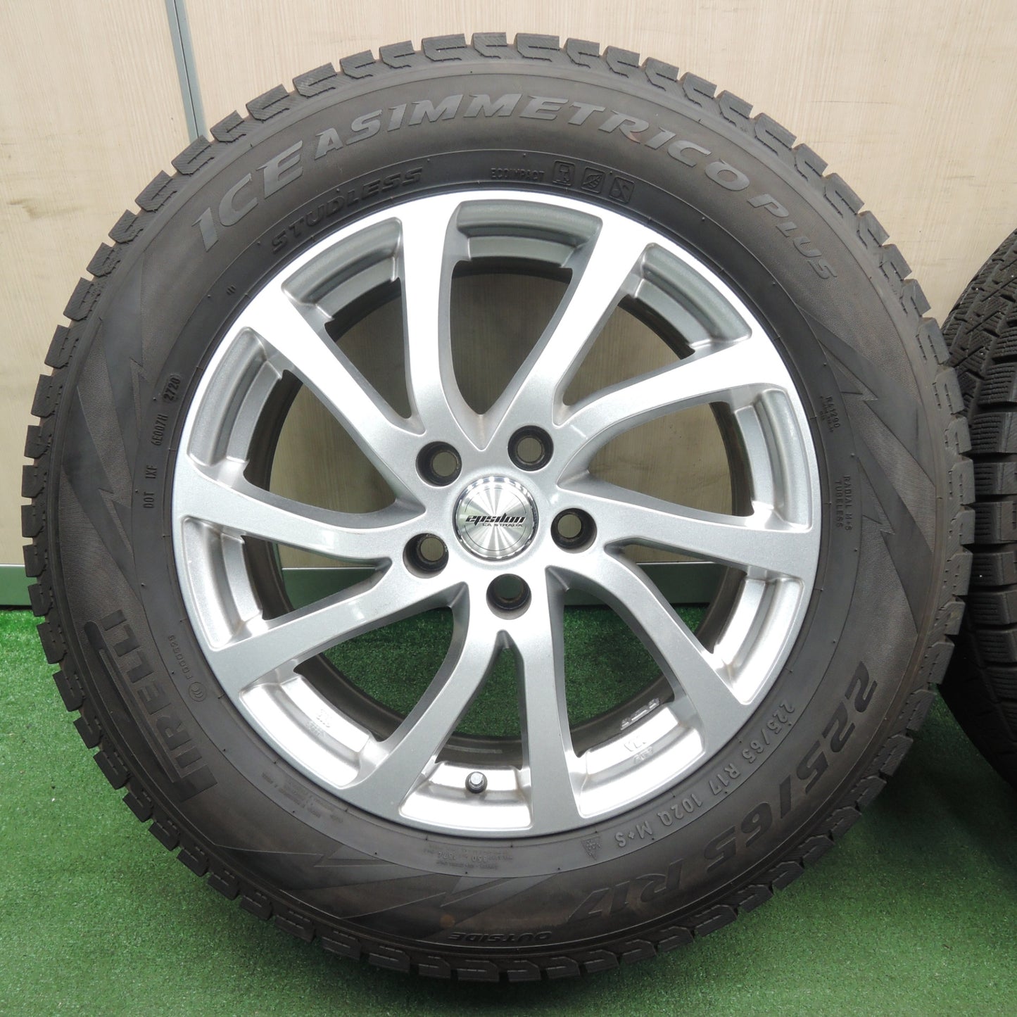 *送料無料* バリ溝！20年！キレイ！9分★スタッドレス 225/65R17 ピレリ アイスアシンメトリコ プラス epsdon LA STRADA PCD114.3/5H★4030107TNス