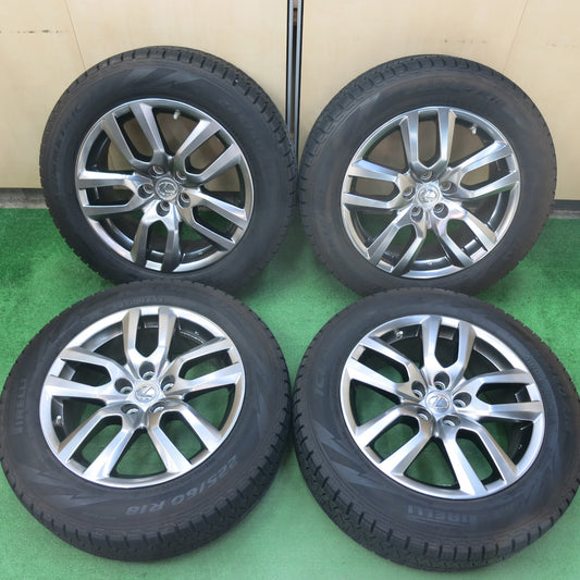 [送料無料]センサー付き！バリ溝！綺麗！9分★レクサス NX300h バージョンL 純正 225/60R18 スタッドレス ピレリアイスアシンメトリコ PCD114.3/5H★3051705ヒス