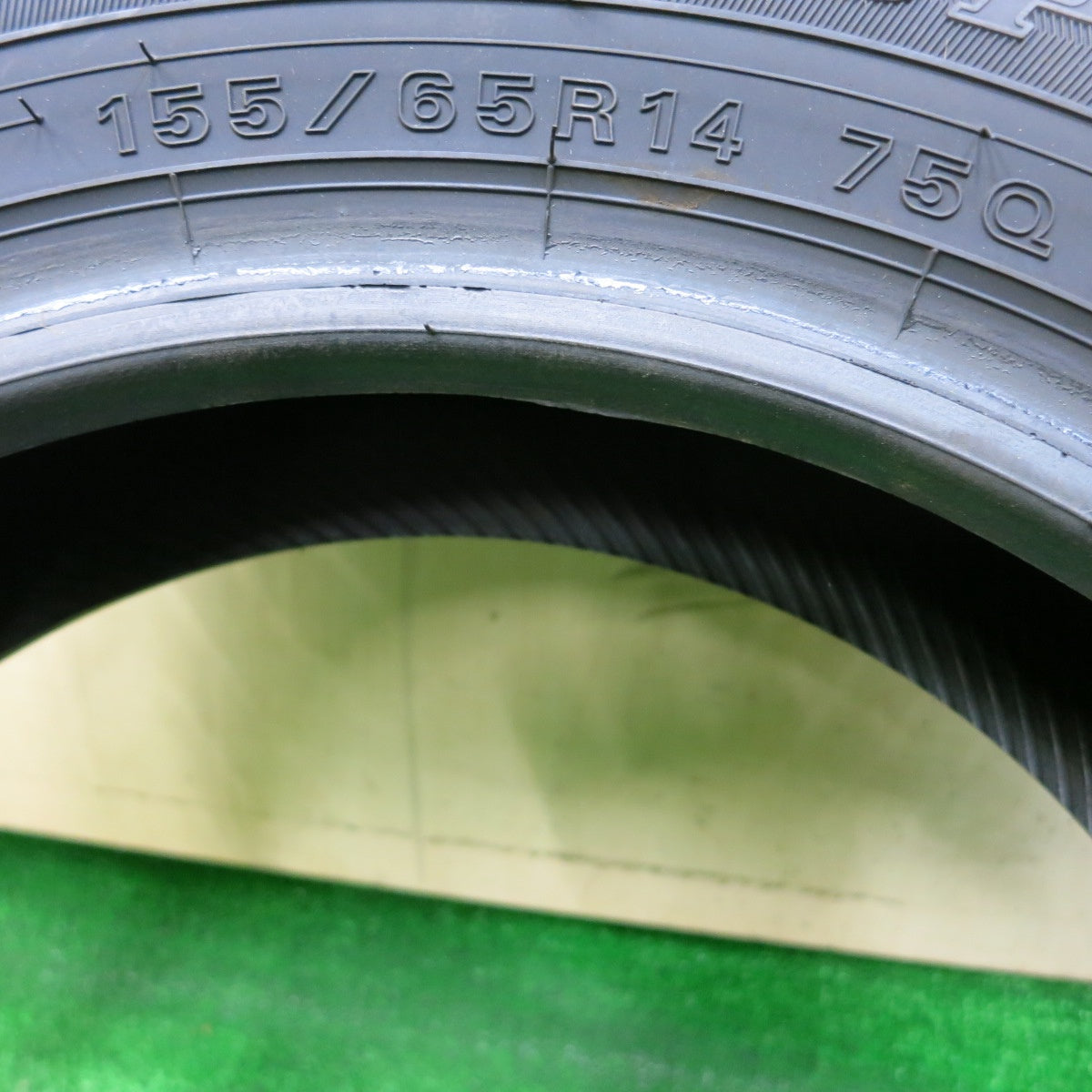 *送料無料*バリ溝！21年！ほぼ10分★スタッドレス 155/65R14 ダンロップ ウインターマックス WM02 タイヤ 14インチ タント ムーヴ スペーシア等★4013102イスタ