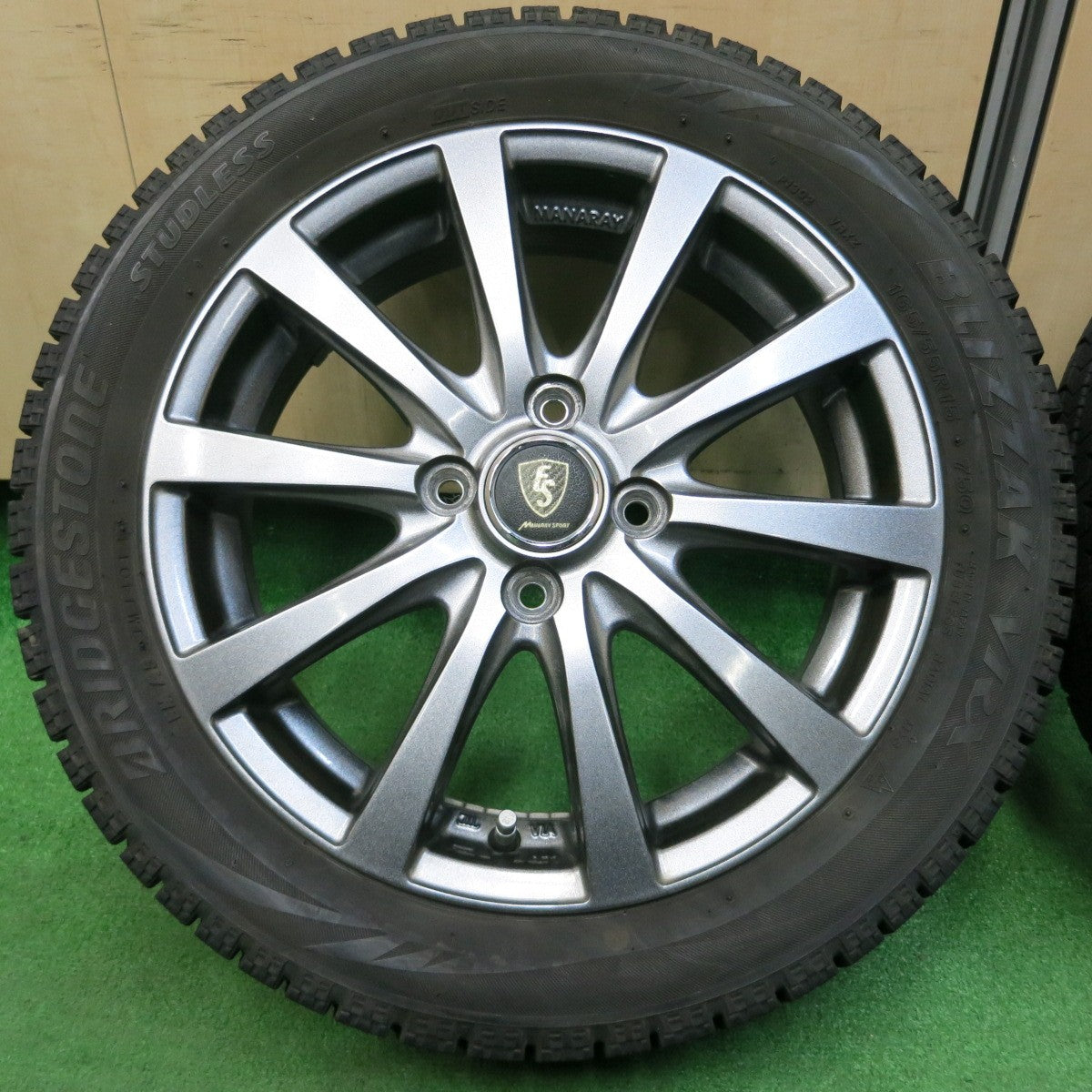 *送料無料* バリ溝！キレイ！9.5分★ホンダ S660 165/55R15 195/45R16 スタッドレス ブリヂストン ブリザック VRX MANARAY SPORT マナレイ PCD100/4H★4030609イス