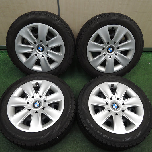 *送料無料*バリ溝!8.5分★BMW E90 純正 スチール 205/55R16 スタッドレス ピレリ アイスアシンメトリコ プラス 16インチ PCD120/5H★3122319HAス
