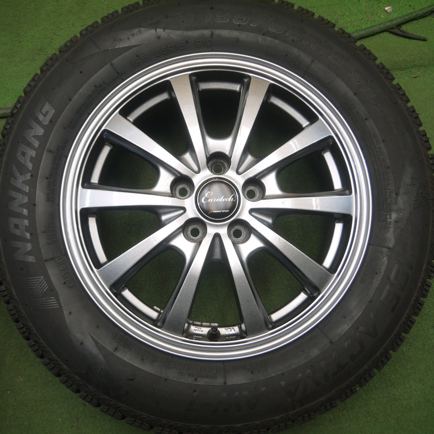 *送料無料* バリ溝！21年！キレイ！9.5分★スタッドレス 195/65R15 ナンカン アイスアクティバ AW-1 Eurotech MANARAY SPORT PCD100/5H★4031306Hス