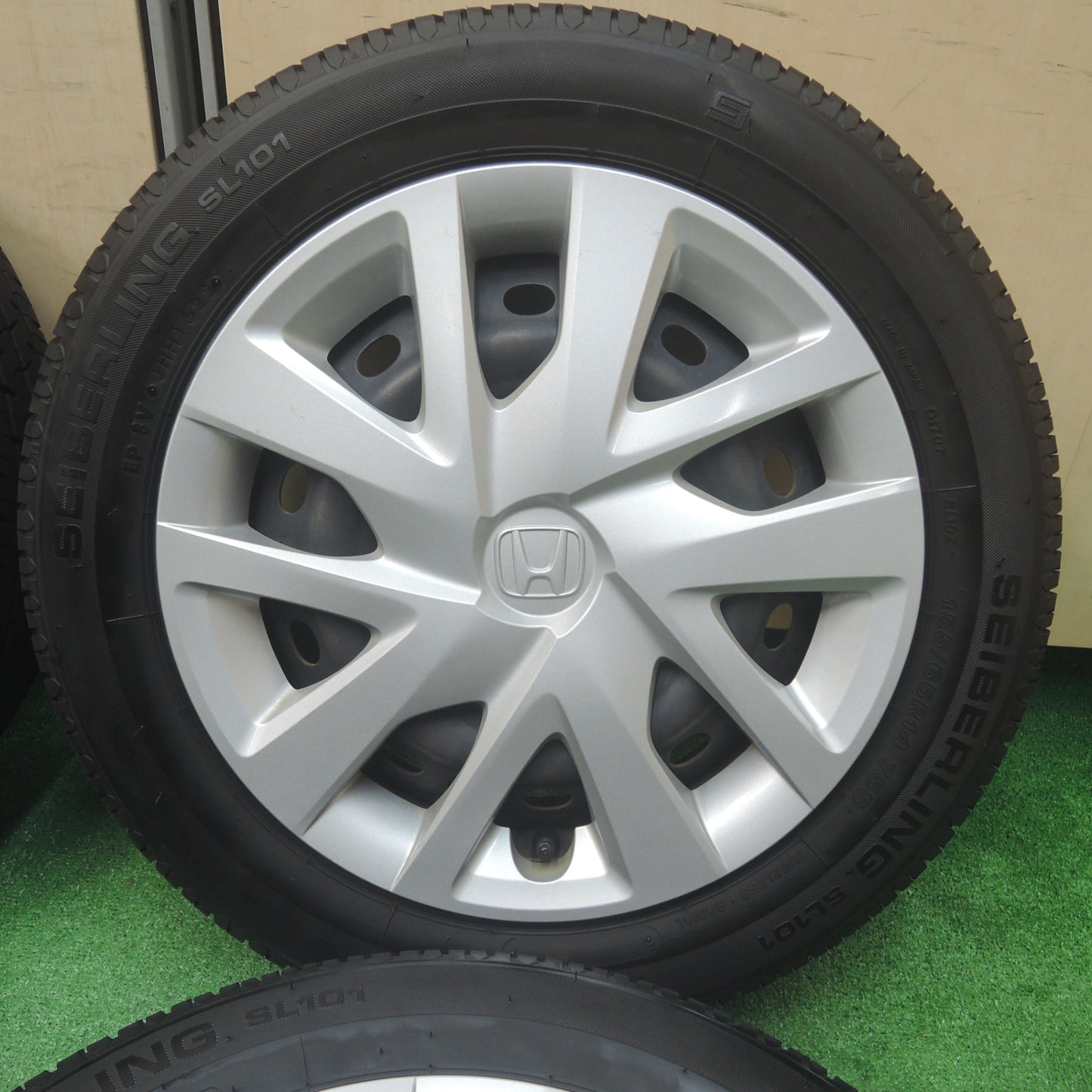 *送料無料* バリ溝！22年！綺麗！ほぼ10分★ホンダ N-BOX 純正 スチール 155/65R14 セイバーリング SL101 14インチ PCD100/4H★4020209SYノ